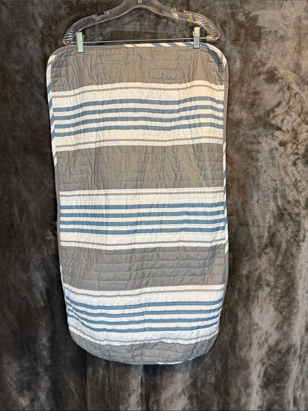 Set of 2 Striped Gray and Blue Quilted pillow cases